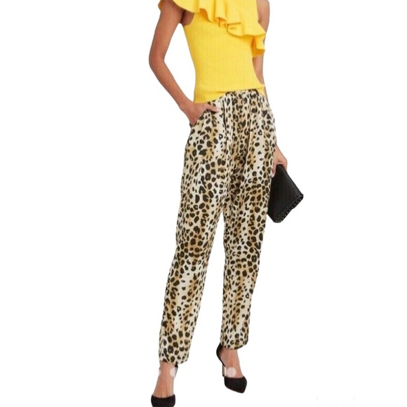 Ronny Kobo Leopard Cheetah Print Pull On Pants S-M - Picture 1 of 9